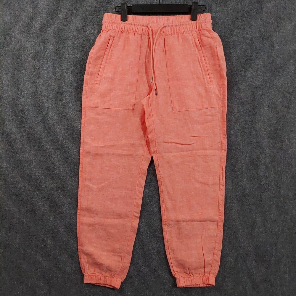 Athleta Pants Womens 0P Pink Linen Jogger Elastic Waist Cuffed Lightweight